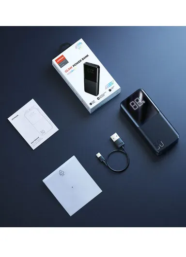 22.5W 30000mAh QC3.0 &amp; PD3.0 Dual Input 3-Way Output Power Bank JR-QP193 - Black