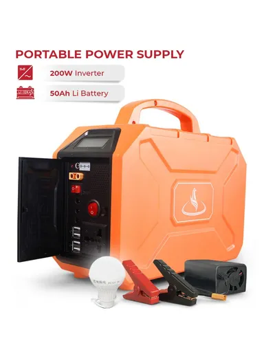200W Mobile Solar Power Storage Box DC/AC Included Lithium Battery 50Ah