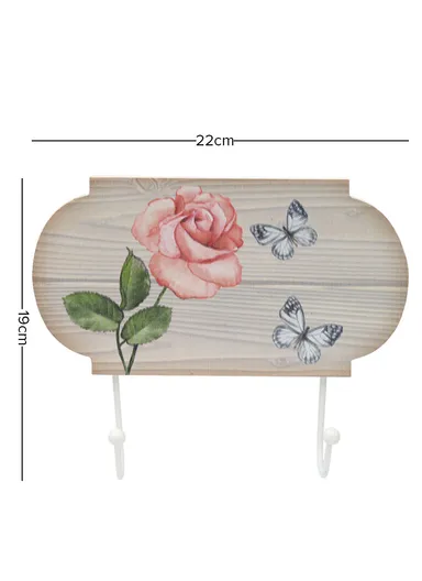 2 Single Wall Mount Hooks Wood Metal Alloy For Coat, Scarf (L5 x W22 x H19)cm