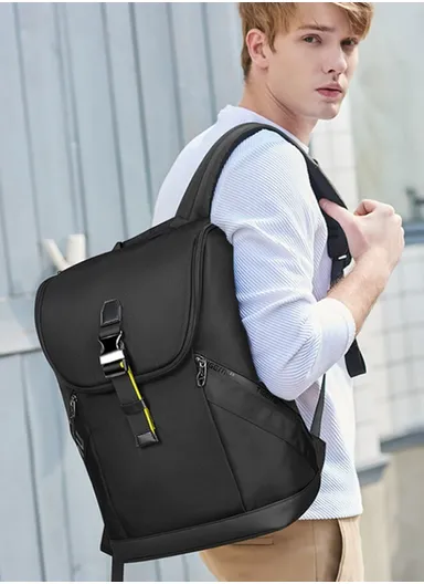 15.6" Waterproof Nylon Polyester 180° Fully Open Anti-Theft USB Port Water Bottle Side Pockets Laptop Office Business Backpack With USB-A Cable &amp; TSA Lock T-B3962 (W40 x D18 x H48)cm