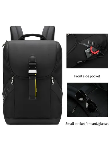 15.6" Waterproof Nylon Polyester 180° Fully Open Anti-Theft USB Port Water Bottle Side Pockets Laptop Office Business Backpack With USB-A Cable &amp; TSA Lock T-B3962 (W40 x D18 x H48)cm