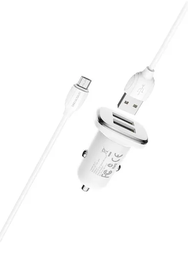 18W 3A QC3.0 USB To Micro USB Car Charger With Cable BZ12A