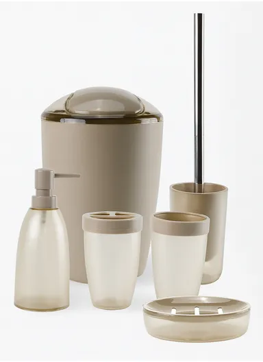 6 Pcs Plastic Bathroom Accessories Set - Beige