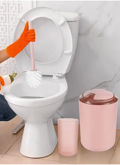 6 Pcs Plastic Bathroom Accessories Set - Beige