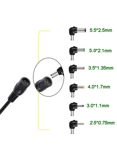 30W Pc &amp; Fireproofing Universal AC Plug-In Adapter 6 DC Tips (L8 x W4.5 x T7)cm