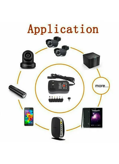 30W Pc &amp; Fireproofing Universal AC Plug-In Adapter 6 DC Tips (L8 x W4.5 x T7)cm