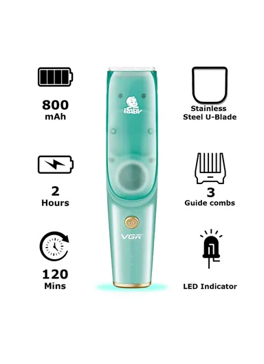 5W 800mAh Rechargeable Vacuum Baby Children Low Noise Hair Clipper V-151 (L19 x W4 x T5)cm