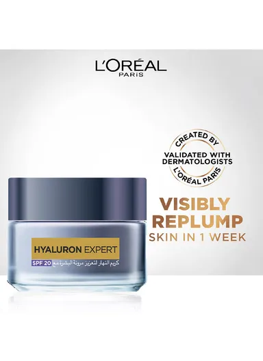 50ml L'Oreal Paris Hyaluron Expert Moisturiser and Plumping Anti-Aging Day Cream with Hyaluronic Acid