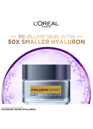 50ml L'Oreal Paris Hyaluron Expert Moisturiser and Plumping Anti-Aging Day Cream with Hyaluronic Acid