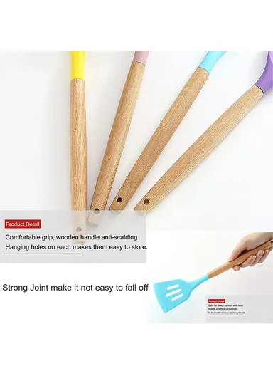 11Pcs BPA Free Kitchen Utensils Set with Holder Silicone Kitchenware Cooking Utensils Set - Multicolor