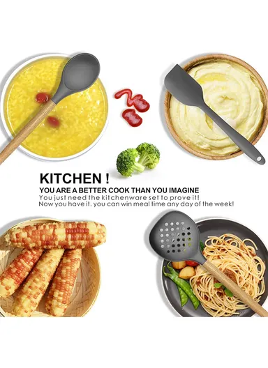 11Pcs BPA Free Kitchen Utensils Set with Holder Silicone Kitchenware Cooking Utensils Set - Multicolor