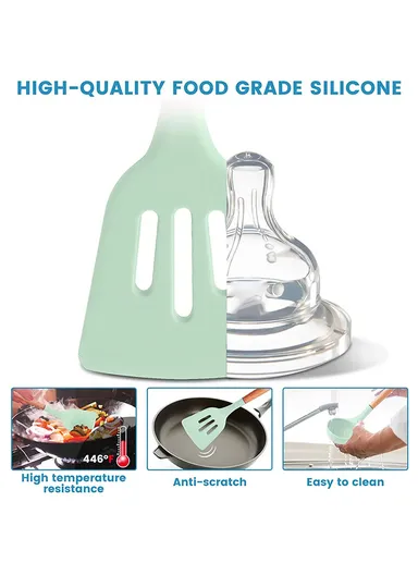 11Pcs BPA Free Kitchen Utensils Set with Holder Silicone Kitchenware Cooking Utensils Set - Multicolor