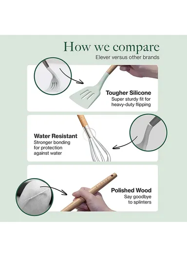 11Pcs BPA Free Kitchen Utensils Set with Holder Silicone Kitchenware Cooking Utensils Set - Multicolor