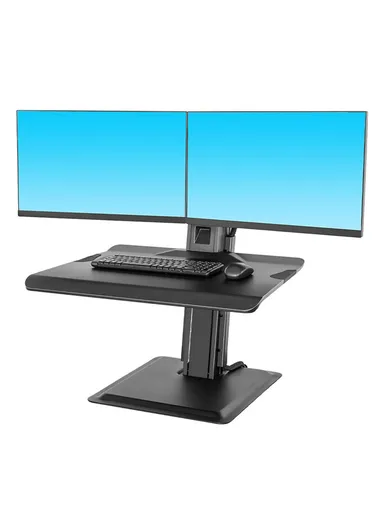 22-27'' Dual Screen Computer Monitor Desktop Stand With Keyboard Plate &amp; USB 3.0 Port