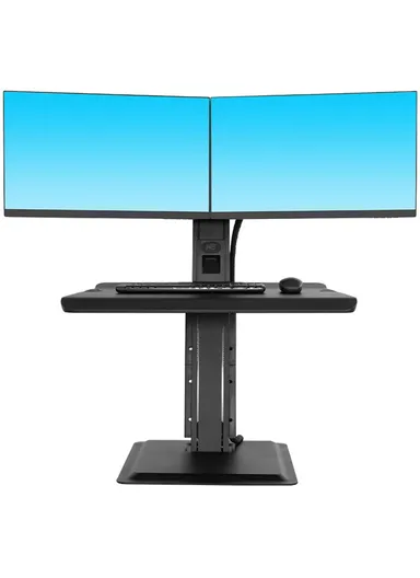 22-27'' Dual Screen Computer Monitor Desktop Stand With Keyboard Plate &amp; USB 3.0 Port