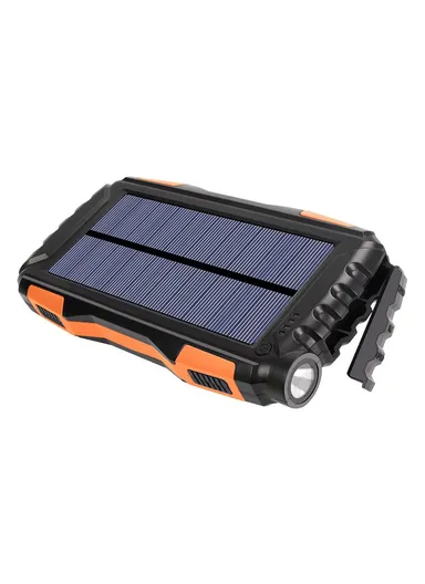 20000mAh Portable Outdoor Solar Power Bank Camping Charger External Battery Pack with LED Flashlight TS-819 - Black 