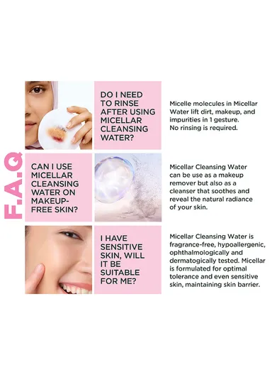 100ml Micellar Water Facial Cleanser and Makeup Remover Pink for Sensitive Skin