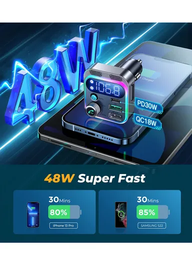 48W Car Wireless FM Transmitter JR-CL16 - Silver