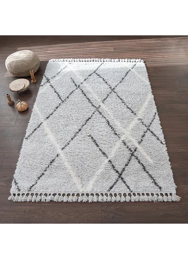 Bohemian Stripy (L230 x W160)cm Zymta Winter Carpet - Grey / Off White