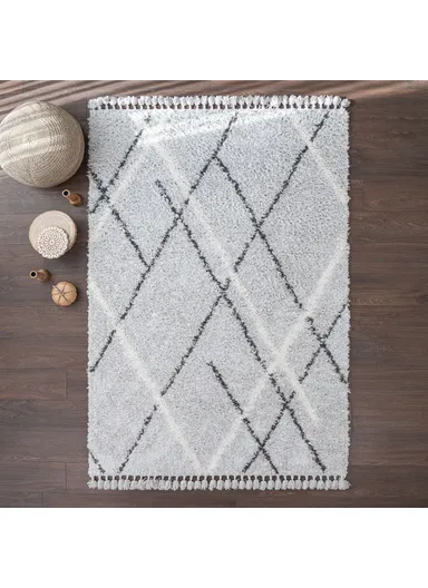 Bohemian Stripy (L230 x W160)cm Zymta Winter Carpet - Grey / Off White