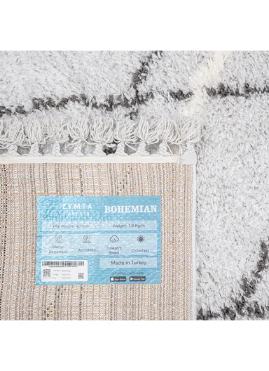 Bohemian Stripy (L230 x W160)cm Zymta Winter Carpet - Grey / Off White