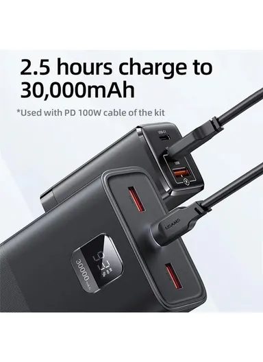 30000mAh 65W PD Power Bank Portable Charger External Battery Pack With 100W PD Type-C to Type-C Cable