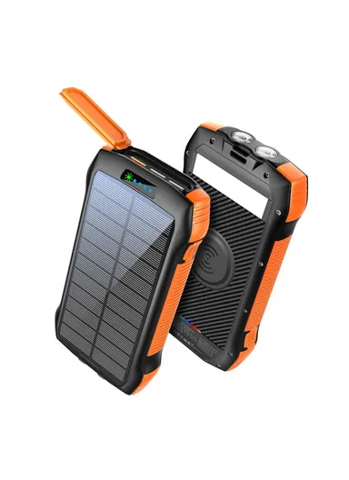 20000mAh 10W Wireless Phone Charger Solar Power Bank With 3 USB, Type-C Output &amp; Flashlight (L17.8 x W9.3 x H3)cm