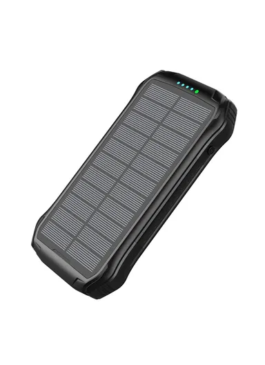 16000mAh PD18W Fast Charger IP65 Waterproof Shockproof Outdoor Black Solar Power Bank External Battery Pack For F16s (L17 x W8.4 x H2.2)cm