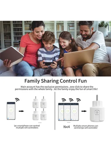 20A WiFi Outlet Smart Plug, Amazon Alexa Google Assistant Smart Plug - White