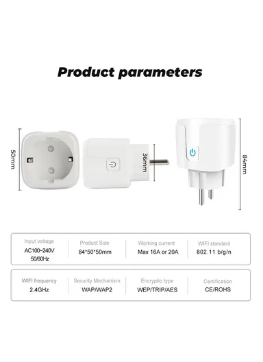 20A WiFi Outlet Smart Plug, Amazon Alexa Google Assistant Smart Plug - White