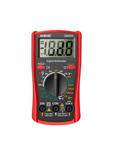  LCD Professional Electric Multimeter 1999 Counts Digital Multimeter Tester Current Voltmeter Ammeter DM850 (L13.9 x W7.45 x T3.36)cm - Red