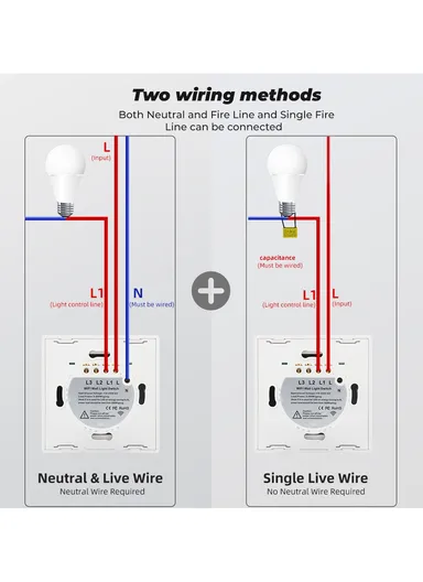 433MHZ 1 Gang WiFi Wall Plug Smart Touch Switch For Alexa Google Home TMW403 - Black