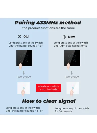 433MHZ 1 Gang WiFi Wall Plug Smart Touch Switch For Alexa Google Home TMW403 - Black