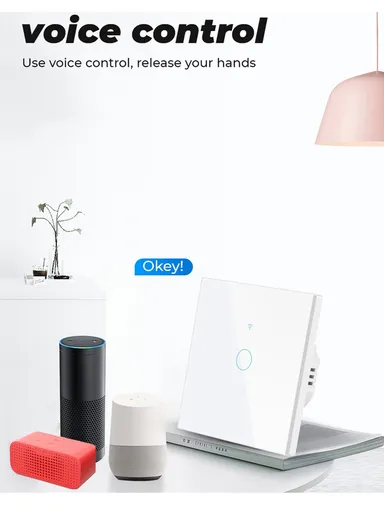 433MHZ 1 Gang WiFi Wall Plug Smart Touch Switch For Alexa Google Home TMW403 - Black