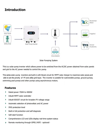 4000W Solar Pump Inverter SPI750~4000TL2-HV