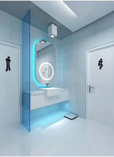 2PCS Three-Dimensional Acrylic Mirror Wall Stickers Mall Men And Women Logo-JM035 (L17/15 x W6/5 x T0.02)cm