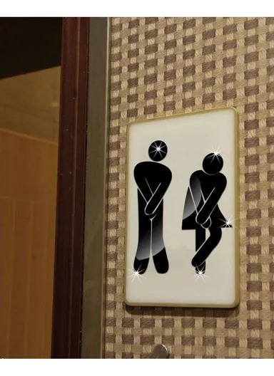 2PCS Three-Dimensional Acrylic Mirror Wall Stickers Mall Men And Women Logo-JM035 (L17/15 x W6/5 x T0.02)cm