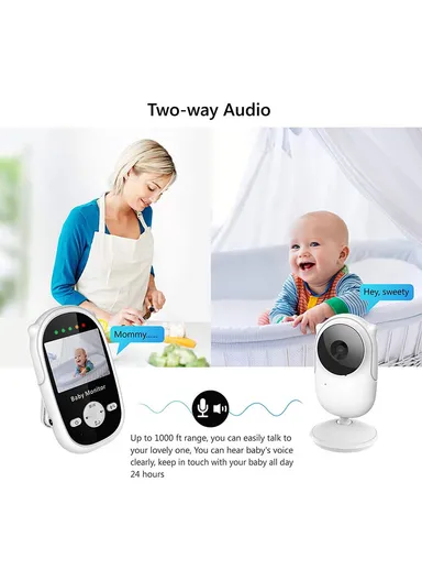2.4" TFT 2-Way Talk Night Vision Screen Video Baby Monitor With Digital Colour Camera, Wireless View Video &amp; Alarm System SM25
