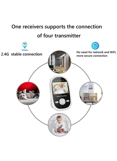 2.4" TFT 2-Way Talk Night Vision Screen Video Baby Monitor With Digital Colour Camera, Wireless View Video &amp; Alarm System SM25