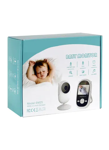 2.4" TFT 2-Way Talk Night Vision Screen Video Baby Monitor With Digital Colour Camera, Wireless View Video &amp; Alarm System SM25