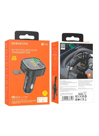 18W QC3.0 Car Charger &amp; FM Transmitter BC43