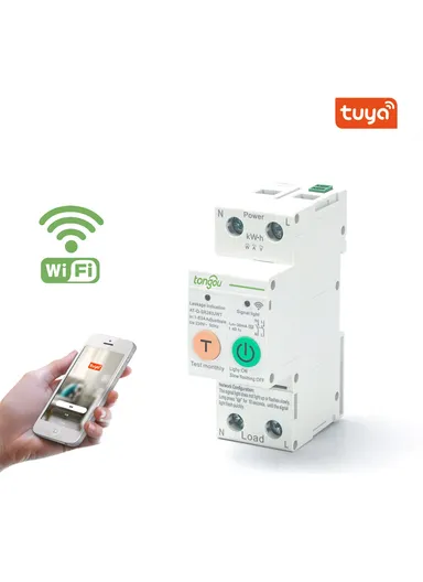 63A 2P TUYA Single Phase WIFI Smart Energy Meter KWh Metering Monitoring Circuit Breaker Timer Relay with Leakage Protection  TO-Q-SR263JWT