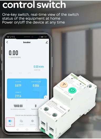 63A 2P TUYA Single Phase WIFI Smart Energy Meter KWh Metering Monitoring Circuit Breaker Timer Relay with Leakage Protection  TO-Q-SR263JWT