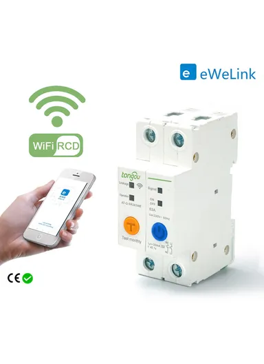 2P 63A Mobile eWelink Remote Controlled Din Rail WiFi Smart Circuit Breaker TO-Q-SR263WE