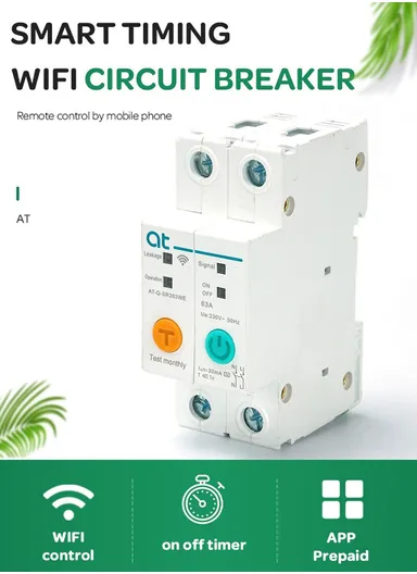 2P 63A Mobile eWelink Remote Controlled Din Rail WiFi Smart Circuit Breaker With Metering Function TO-Q-SR263JWE