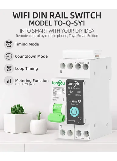 1P 32A Din Rail Tuya WiFi Smart Circuit Breaker TO-Q-MP65-SY 1-132WT