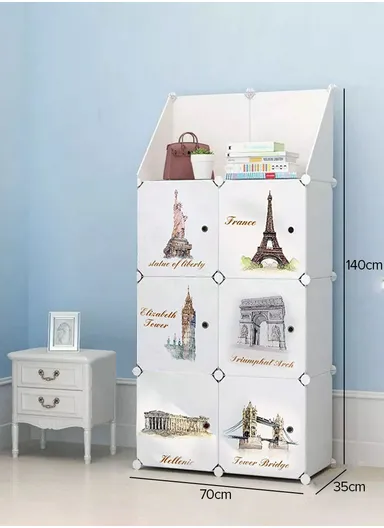 4 Shelves DIY Plastic Storage Cabinet (W70 x D35 x H140)cm