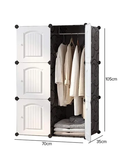 3 Shelves DIY Plastic Storage Cabinet (W70 x D35 x H105)cm - White