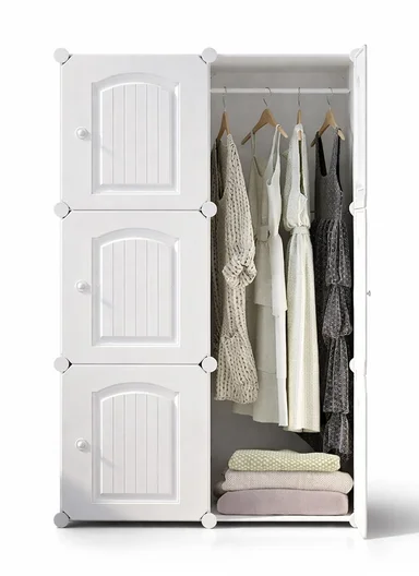 3 Shelves DIY Plastic Storage Cabinet (W70 x D35 x H105)cm - White