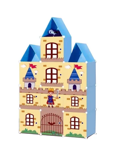 10 Cubes DIY Plastic Storage Cabinet With Castle Design (W105 x D35 x H170)cm - Blue